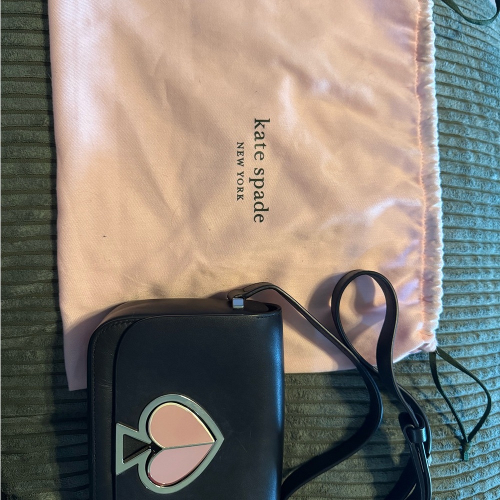 Kate Spade Black and Pink Heart Crossbody Bag